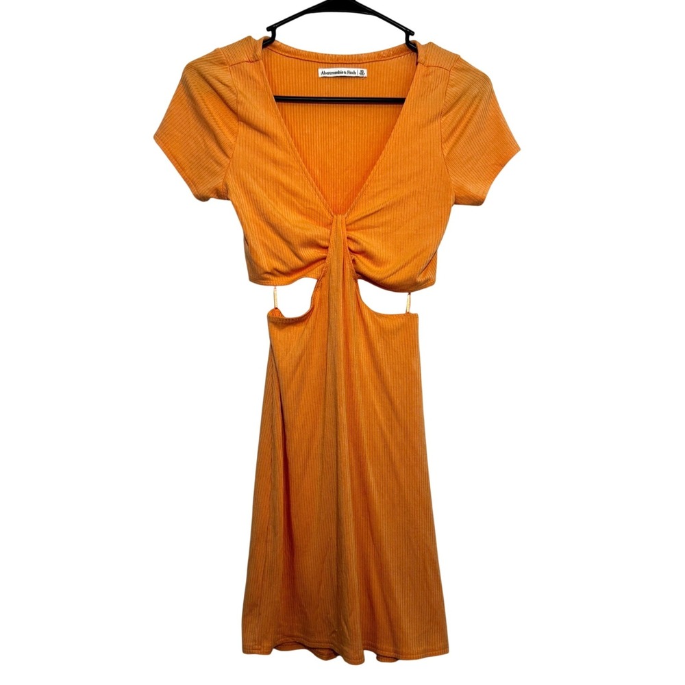 Abercrombie & Fitch Mini Dress Orange Cutout Ribbed Women XS Summer Festival
